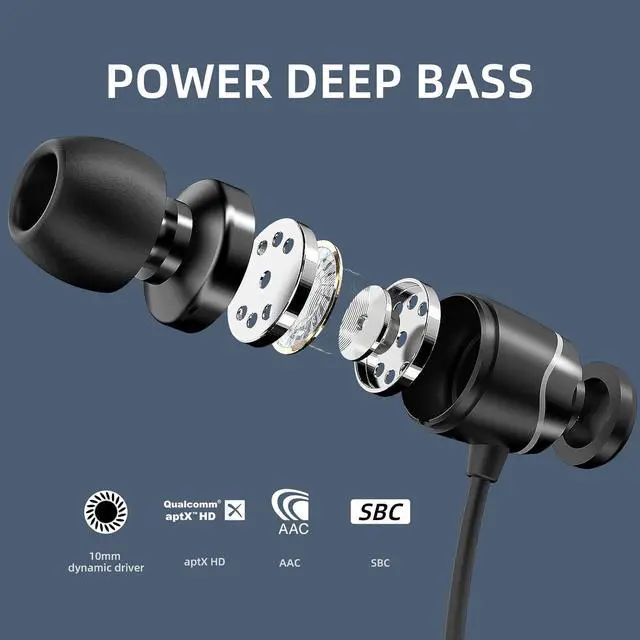 Alt view image 2 of 7 - SoundMAGIC E11BT Neckband Bluetooth Headphones Wireless Earphones HiFi Stereo in Ear Headset with Microphone Noise Isolating Sports Earbuds Long Playtime Black