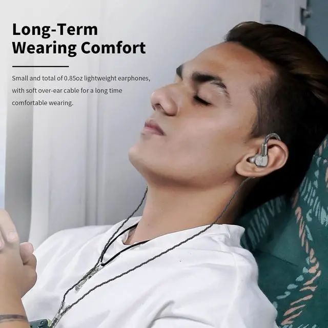 Alt view image 5 of 6 - SoundMAGIC E90C Wired Earbuds with Microphone - Coaxial Dual Driver in Ear Monitor Earphones HiFi Stereo Over-Ear Hooks IEM Headphones with Detachable Cable for Musician