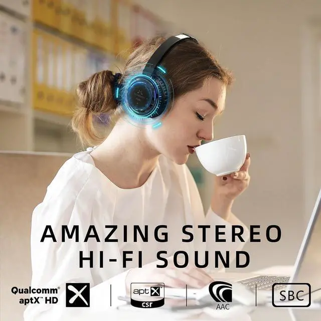 Alt view image 3 of 7 - SoundMAGIC P23BT Portable On Ear Bluetooth Headphones CVC Noise Canceling Microphone HiFi Sound Stable Wireless Signal Connection Long Playtime with Detachable Cable for Game Black