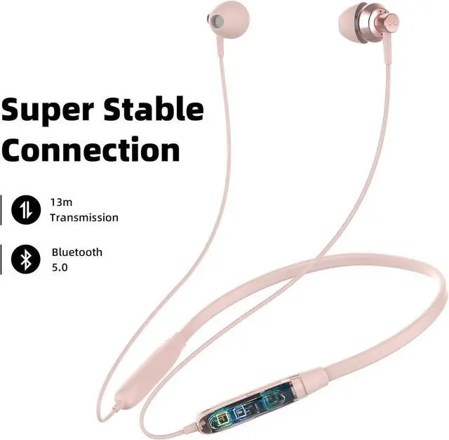 Alt view image 2 of 6 - SoundMAGIC S20BT Neckband Bluetooth Headphones Wireless Earphones HiFi Stereo in Ear Headset with Microphone Lightweight Sports Earbuds Long Playtime Stable Connection Pink