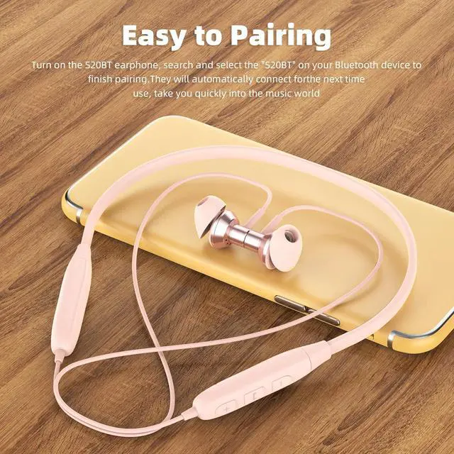 Alt view image 5 of 6 - SoundMAGIC S20BT Neckband Bluetooth Headphones Wireless Earphones HiFi Stereo in Ear Headset with Microphone Lightweight Sports Earbuds Long Playtime Stable Connection Pink