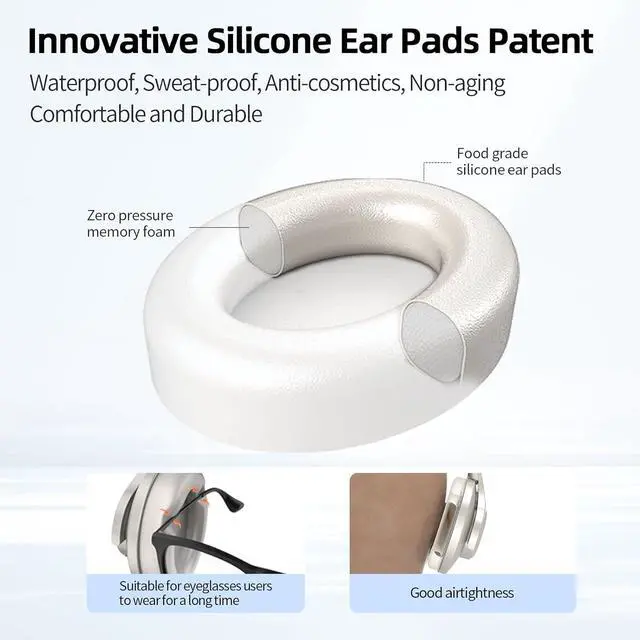 Alt view image 4 of 7 - SoundMAGIC P58BT ANC - Over Ear Hybrid Active Noise Cancelling Bluetooth Headphones - Silver