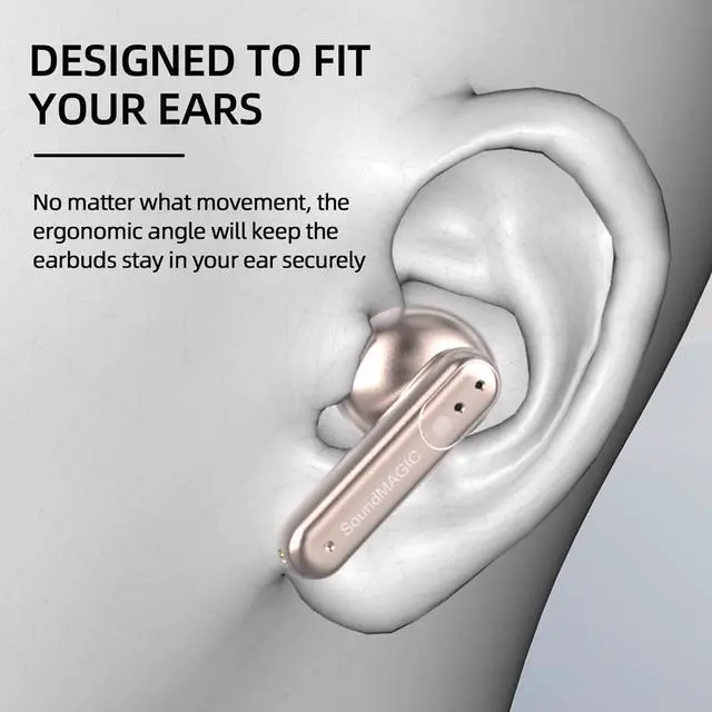 Alt view image 5 of 7 - SoundMAGIC T80BT ANC True Wireless Earbuds with Hi-Res Audio,Hibrid Active Noise Cancelling, ENC Call Clarity, 20H Playtime, IPX5 Waterproof, Ultra-Comfy Fit for Sports/Work/Gaming Pink