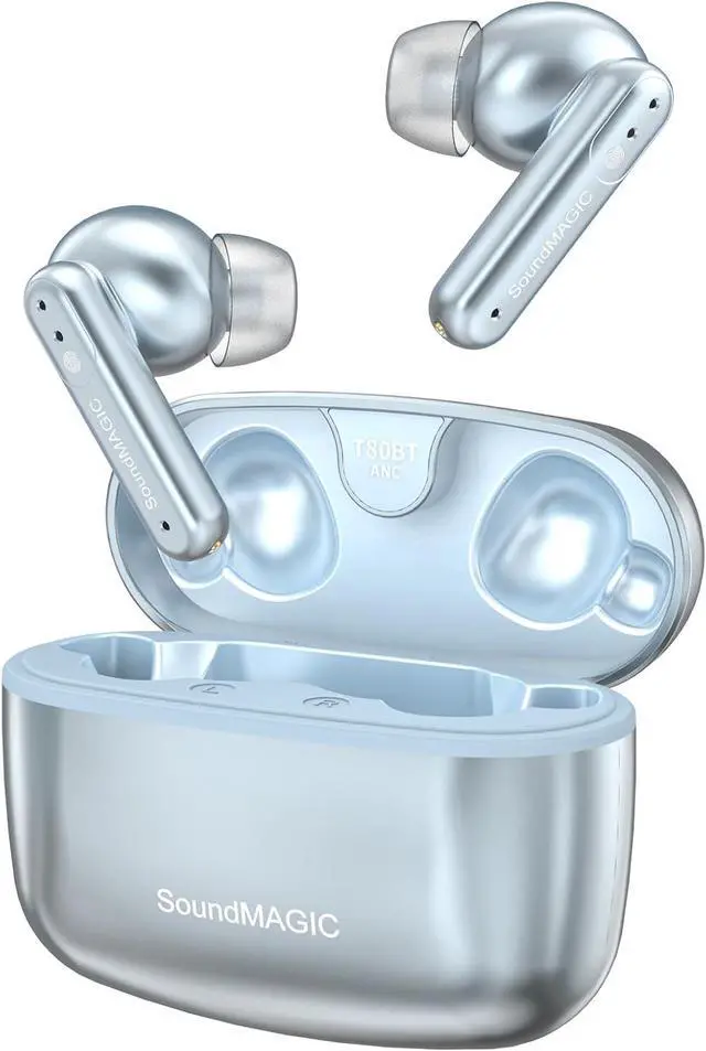 Main image of SoundMAGIC T80BT ANC True Wireless Earbuds with Hi-Res Audio,Hibrid Active Noise Cancelling, ENC Call Clarity, 20H Playtime, IPX5 Waterproof, Ultra-Comfy Fit for Sports/Work/Gaming Blue