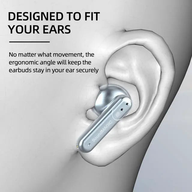 Alt view image 4 of 7 - SoundMAGIC T80BT ANC True Wireless Earbuds with Hi-Res Audio,Hibrid Active Noise Cancelling, ENC Call Clarity, 20H Playtime, IPX5 Waterproof, Ultra-Comfy Fit for Sports/Work/Gaming Blue