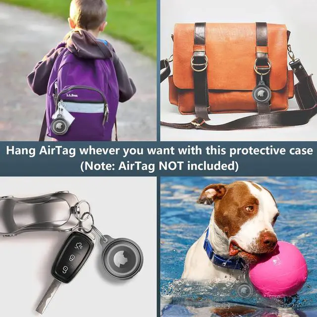 Alt view image 2 of 6 - 2 Pack IPX8 Waterproof AirTag Keychain Holder Case, Lightweight, Anti-Scratch, Easy Installation,Soft Full-Body Shockproof Air Tag Holder for Luggage,Keys, Dog Collar- Black