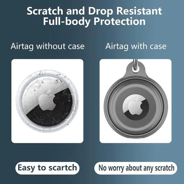 Alt view image 6 of 6 - 2 Pack IPX8 Waterproof AirTag Keychain Holder Case, Lightweight, Anti-Scratch, Easy Installation,Soft Full-Body Shockproof Air Tag Holder for Luggage,Keys, Dog Collar- Black