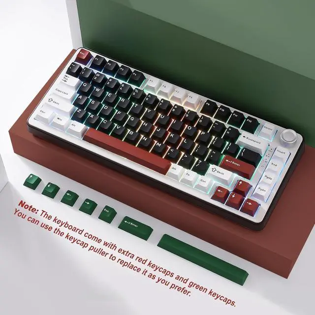 Alt view image 2 of 7 - YUNZII B75 PRO Wireless Mechanical Keyboard,75% Layout with Knob,Hot Swap Gasket Custom Structure,Creamy Pre-lubed Switches,RGB Backlit,Bluetooth/Type-C/2.4G for Win/Mac(Milk Switch,Black)