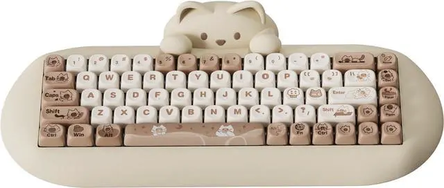 Main image of YUNZII C68 Wireless Mechanical Keyboard,65% Layout,Hot Swap,Triple Mode BT5.0/2.4G/Wired, RGB Backlit NKRO,Cute Cat Silicone Ergonomic Design for Win/Mac(Brown, Cocoa Cream V2 Switch)