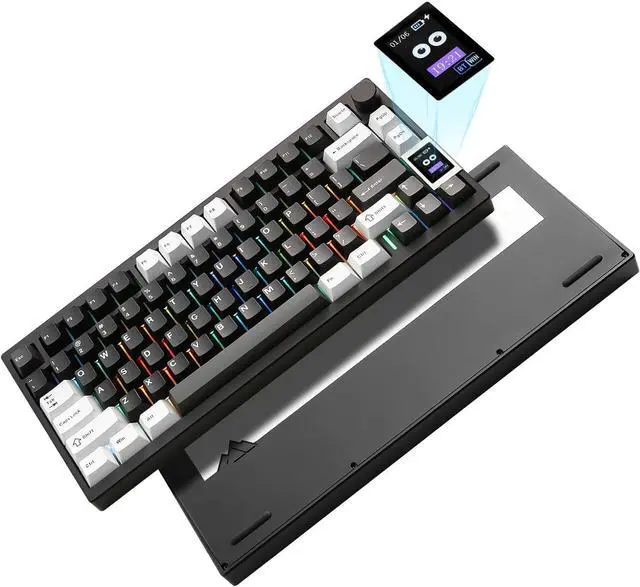 Main image of YUNZII AL80 Wireless Mechanical Keyboard,Full Aluminum CNC, Smart LCD Display,Hot Swappable Gasket Mount 75% Layout with Knob,BT/2.4G/USB-C,QMK/VIA Support for Win/Mac (Black, Cocoa Cream V2 Switch)