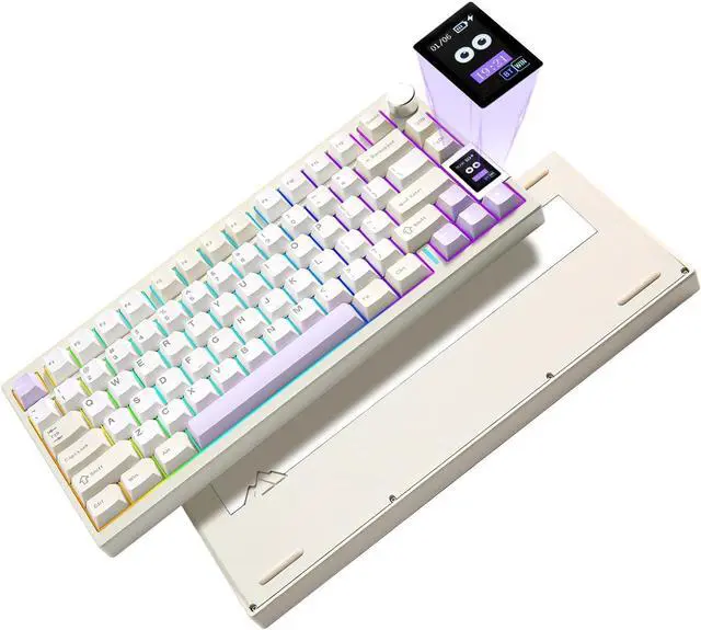 Main image of YUNZII AL80 Wireless Mechanical Keyboard,Full Aluminum CNC, Smart LCD Display,Hot Swappable Gasket Mount 75% Layout with Knob,BT/2.4G/USB-C,QMK/VIA Support for Win/Mac (Beige, Gateron Zero Switch)