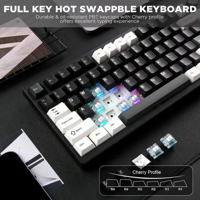 Alt view image 5 of 6 - YUNZII AL80 Wireless Mechanical Keyboard,Full Aluminum CNC, Smart LCD Display,Hot Swappable Gasket Mount 75% Layout with Knob,BT/2.4G/USB-C,QMK/VIA Support for Win/Mac (Black, Gateron Zero Switch)