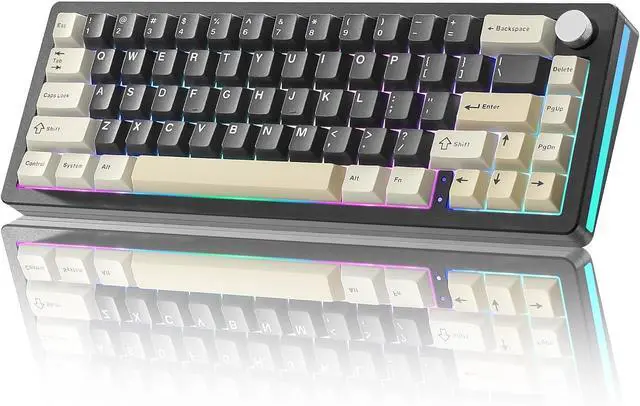 Main image of YUNZII AL66 Wireless Mechanical Keyboard,Full Aluminum CNC,65% Knob Control,Bluetooth/2.4G/Wired,Hot Swappable Pre-lubed Switches,Gasket Mounted RGB for Win/Mac(Milk Switch, Black)