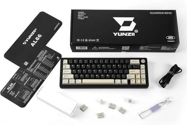 Alt view image 7 of 7 - YUNZII AL66 Wireless Mechanical Keyboard,Full Aluminum CNC,65% Knob Control,Bluetooth/2.4G/Wired,Hot Swappable Pre-lubed Switches,Gasket Mounted RGB for Win/Mac(Milk Switch, Black)
