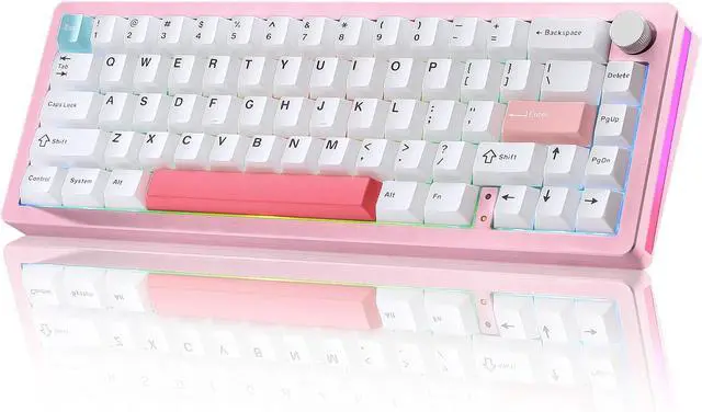 Main image of YUNZII AL66 Wireless Mechanical Keyboard,Full Aluminum CNC,65% Knob Control,Bluetooth/2.4G/Wired,Hot Swappable Pre-lubed Switches,Gasket Mounted RGB for Win/Mac(Milk Switch, Pink)