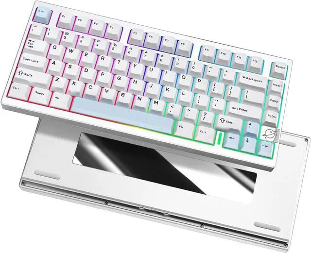 Main image of YUNZII AL75 PRO 75% Wireless Mechanical Gaming Keyboard,Full Aluminum CNC,BT/2.4G/Wired,PBT Keycaps,Gasket Mounted Hot Swap,Custom RGB Backlight, Programmable for Mac/Win (Silver, Cocoa Cream V2)