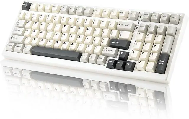 Main image of YUNZII YZ98 Gasket Mechanical Keyboard,99 Key Hot Swappable BT5.0/2.4G/USB-C Wireless NKRO 98% 1800 Layout with RGB LED Backlit for Linux/Win/Mac(White, Cocoa Cream V2 Switch)