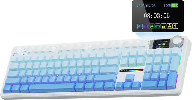 Main image of AULA F108 PRO - Wireless Mechanical Keyboard with Screen&Knob,Hot Swappable Gaming Keyboard with 8000mAh Battery,Pre-lubed Switches,RGB Backlit,PBT Keycaps Creamy Sounding Computer Keyboards,104 Keys