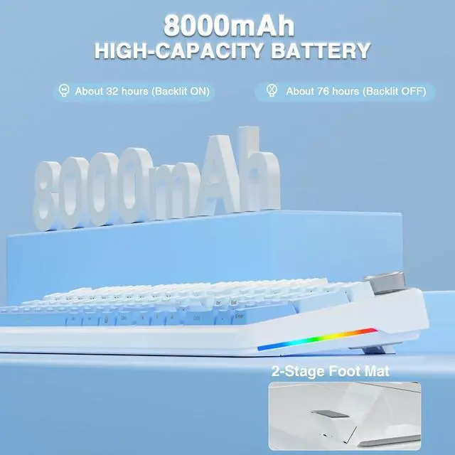 Alt view image 6 of 7 - AULA F108 PRO - Wireless Mechanical Keyboard with Screen&Knob,Hot Swappable Gaming Keyboard with 8000mAh Battery,Pre-lubed Switches,RGB Backlit,PBT Keycaps Creamy Sounding Computer Keyboards,104 Keys