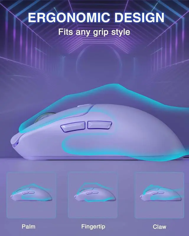 Alt view image 6 of 7 - AULA SC580X Wireless Gaming Mouse, Tri-Mode 2.4G/BT5.0/USB-C Gaming Mice with 12000 DPI, 6 Programmable Buttons, Rechargeable Computer Mouse for Laptop/PC/Mac/Tablet