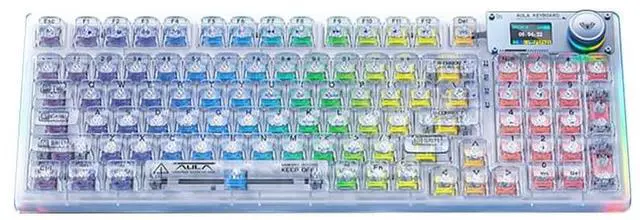 Main image of AULA F98 Pro Wireless Mechanical Keyboard with Transparent Keycaps,Hot-swappable,Pre-lubed Linear Switches,Gasket Structure,RGB Backlit,OLED Screen,BT5.0/2.4G/USB-C Wired Computer Keyboard
