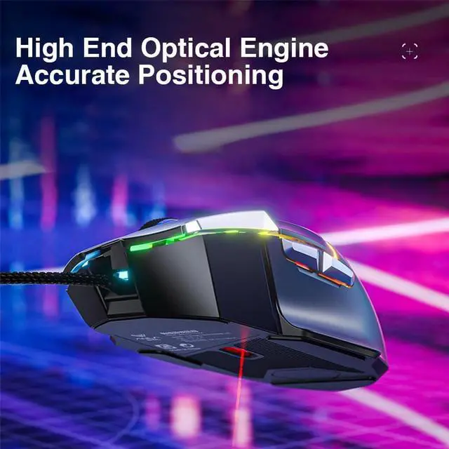 Alt view image 4 of 7 - AULA S12Pro Wired Gaming Mouse,12800 DPI Optical Gamer Mouse with RGB Backlit,8 Programmable Buttons,Software Supports DIY Keybinds Rapid Fire Button
