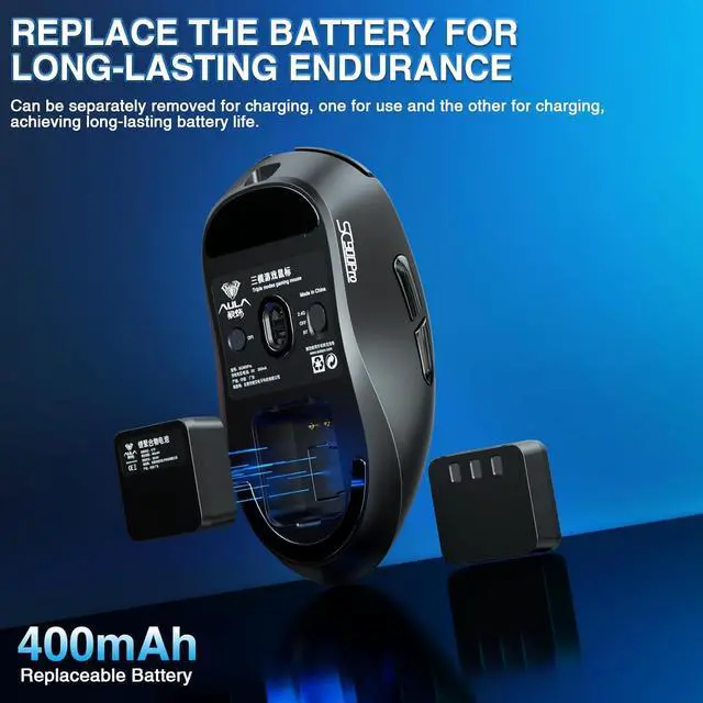 Alt view image 6 of 7 - AULA SC900 Pro Wireless Gaming Mouse, 26000 DPI, 650IPS, PAW3395 Sensor, 62g Lightweight Mouse, Tri-Mode 2.4Ghz/Type-C/BT5.0, Dual 8KHz Polling Rate with Rechargeable Mouse for PC/Mac/Linux(Black)