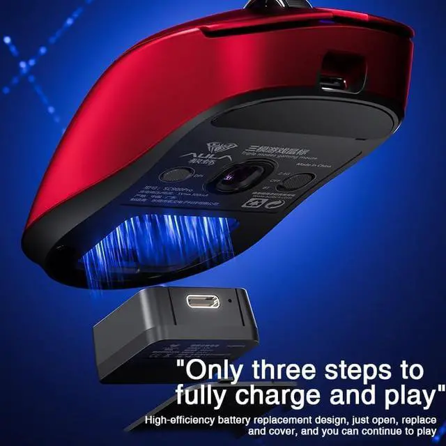 Alt view image 6 of 7 - AULA SC900 Max Wireless Gaming Mouse, 30000 DPI, 750IPS, PAW3950 Sensor, 62g Lightweight Mouse, Tri-Mode 2.4Ghz/Type-C/BT5.0, Dual 8KHz Polling Rate with Rechargeable Mouse for PC/Mac/Linux(White)