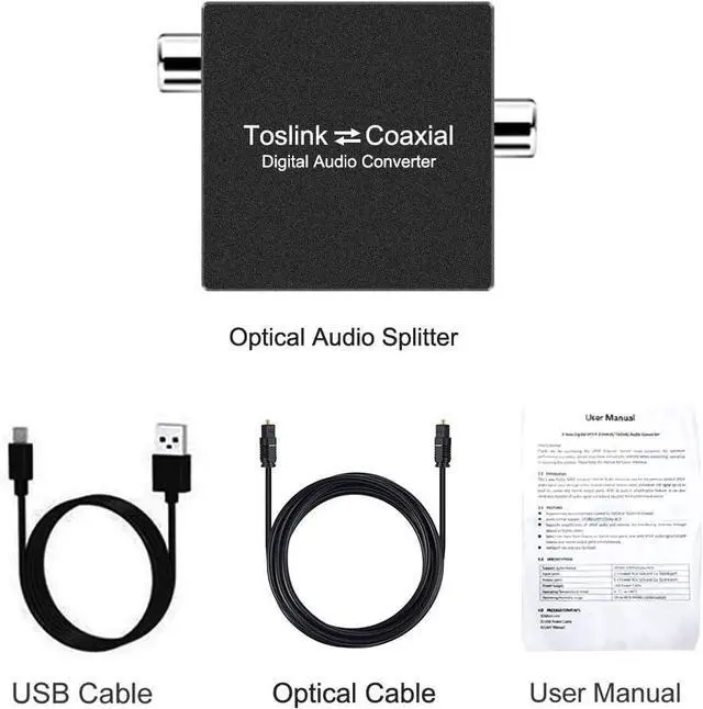 Alt view image 7 of 7 - Coax Digital Audio Adapter - Coax to Optical or Optical to Coaxial Converter