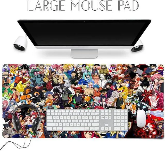 Alt view image 3 of 7 - Extended Large Gaming Mouse Pad, Full Desk Keyboard Mouse Pad, XXL Bigmouse Pad with Anime, Waterproof and Anti-Skid for Office Desk Decor . (35.4×15.75×0.1 inch)