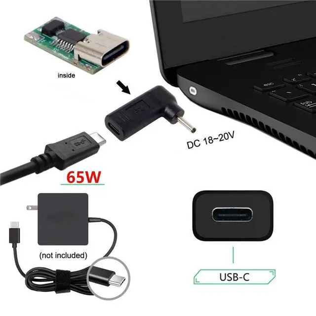 Alt view image 3 of 5 - USB 3.1 Type C USB-C to DC 20V 3.0x1.1mm Adapter Emulator Trigger 90 Degree Angled (3.0x1.1MM)