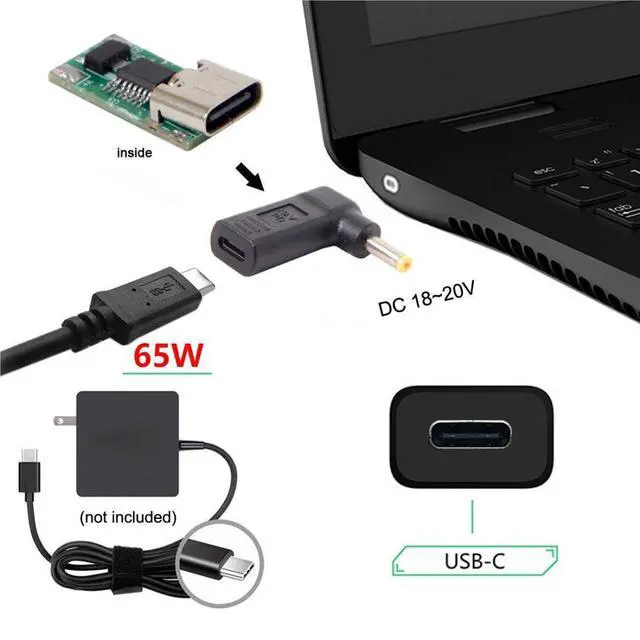 Alt view image 2 of 5 - USB C to DC 4.0x1.7mm PD 65W Emulator Trigger 90 Degree Angled Adapte