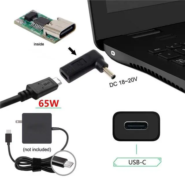 Alt view image 2 of 6 - USB C to DC 4.5x3.0mm PD 65W Emulator Trigger Converter Adapter