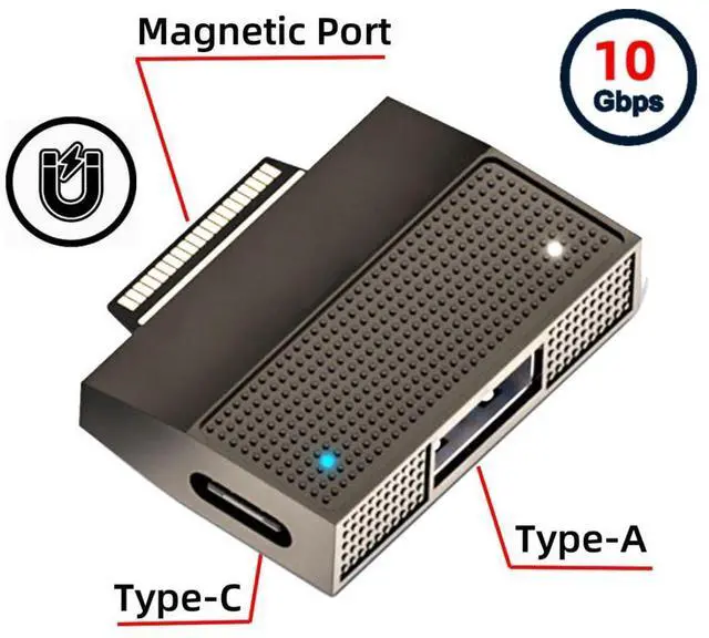 Alt view image 6 of 7 - SF532 Surface Magnetic Adapter with USB 3.1 Type-A 5V & USB C 15V Data Charge Port for Surface Pro9 Pro8 Pro7 Pro6 Pro X Go Book