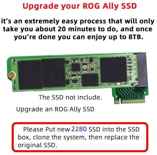 Alt view image 4 of 7 - 2 Pack ROG Ally Gaming Internal M.2 NVME M-Key 2230 to 2280mm SSD Upgrade Extension Adapter