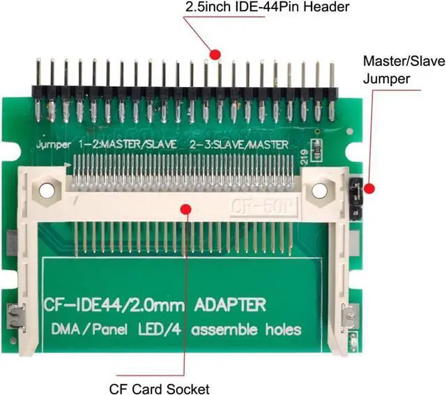 Alt view image 2 of 6 - CF Compact Flash Merory Card to 2.5" 44Pin IDE Hard Disk Drive HDD SSD Adapter for Laptop