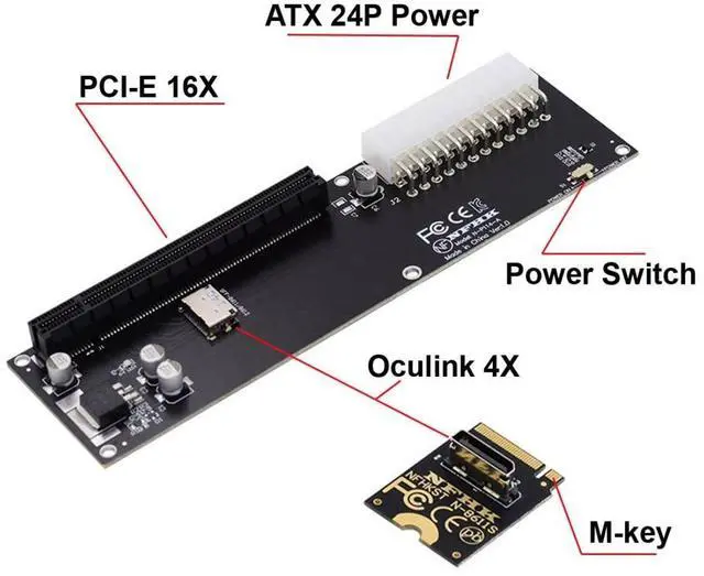 Alt view image 6 of 6 - Oculink SFF-8612 to PCI-E 3.0/4.0 M.2 M-Key to SFF-8611 Host Adapter for eGPU/GPD Win Max2 External Graphics Card & SSD