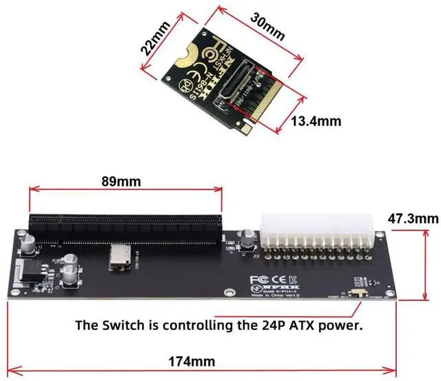 Alt view image 5 of 6 - Oculink SFF-8612 to PCI-E 3.0/4.0 M.2 M-Key to SFF-8611 Host Adapter for eGPU/GPD Win Max2 External Graphics Card & SSD