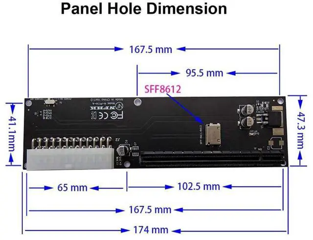 Alt view image 6 of 7 - Oculink SFF-8612 to PCI-E 3.0/4.0 M.2 M-Key to PCIe 3.0/4.0 X16 Adapter for eGPU/GPD Win Max2 External Graphics Card & SSD