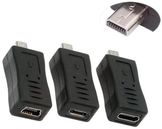 Main image of 3 Pack Mini 8Pin to USB 2.0 Adapter,USB C/Mini USB/Micro USB to Mini 8Pin Data Transfer Charging Converter Adapter