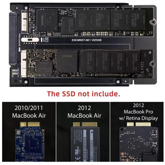 Alt view image 4 of 7 - 12+6Pin & 17+7Pin MAC SSD to 2.5" SATA 2 in 1 Combo Case Enclosure Adapter for 2010 2011 2012 Mac Air Pro Retina SSD