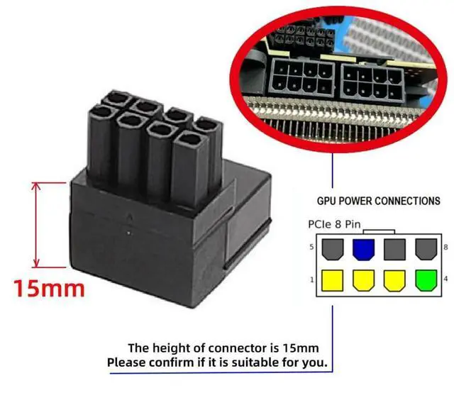 Alt view image 5 of 7 - 2 Pack ATX 8Pin 90 Degree Angled GPU Graphics Card Power Connector Adapter