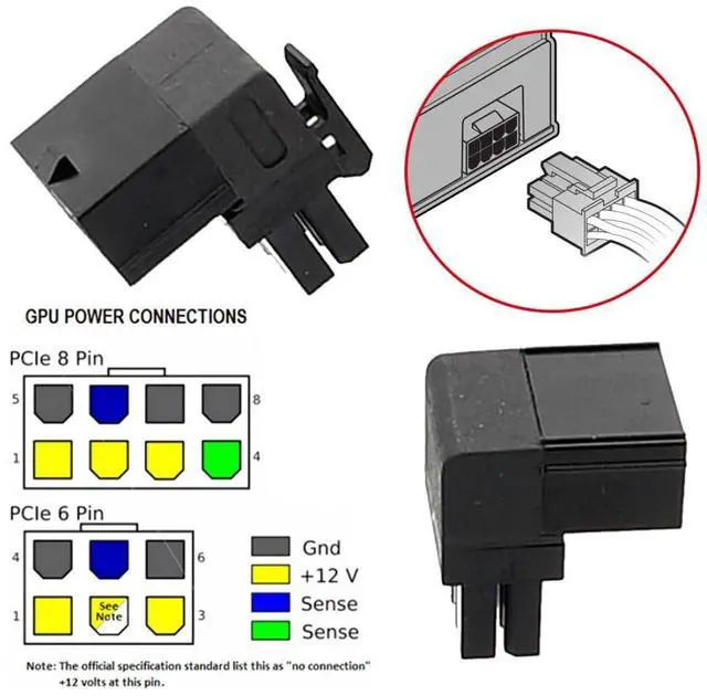 Alt view image 3 of 7 - 2 Pack ATX 8Pin 90 Degree Angled GPU Graphics Card Power Connector Adapter