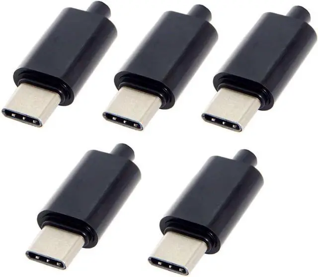 Main image of 5 Pack USB C DIY Connector USB 3.1 Type C 24Pin Male Plug Port Repair Replacement Solder Adapter with PCB Board Black Housing