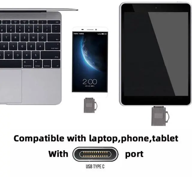 Alt view image 3 of 6 - USB C Card Reader,USB 3.0 Type C to Micro SD SDXC TF Card Reader Adapter for Laptop Tablet Phone 5Gbps