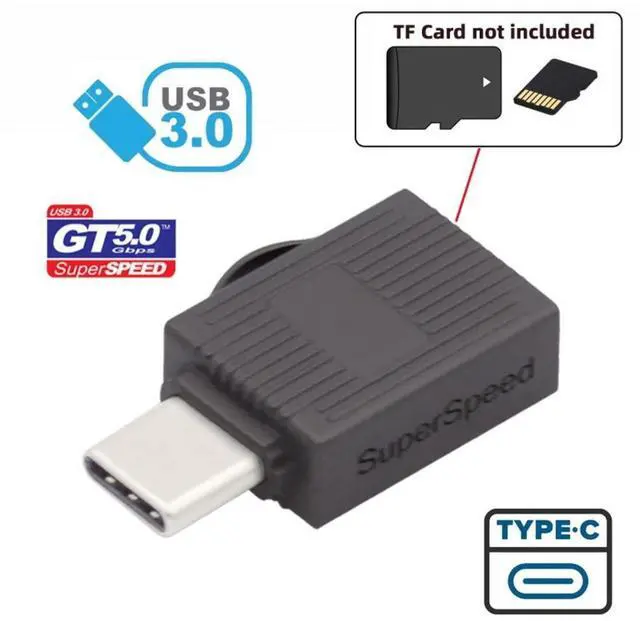 Alt view image 2 of 6 - USB C Card Reader,USB 3.0 Type C to Micro SD SDXC TF Card Reader Adapter for Laptop Tablet Phone 5Gbps