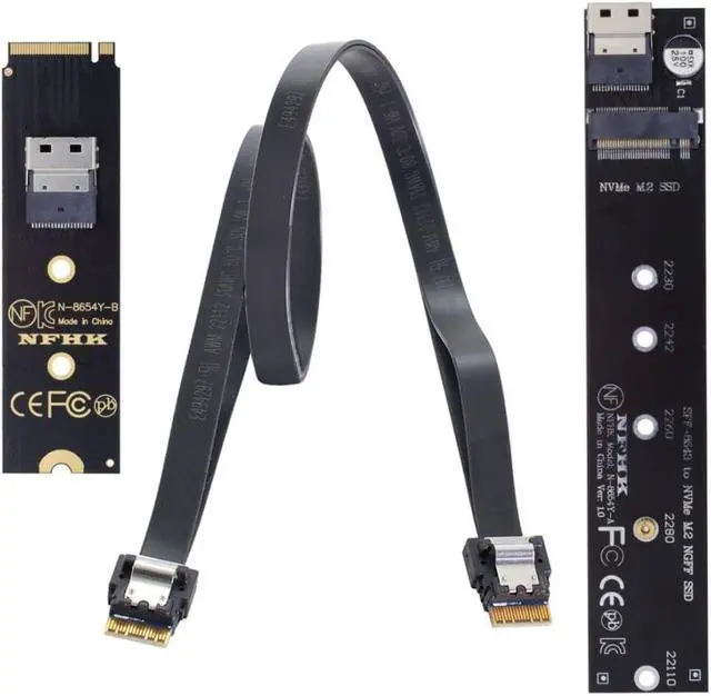 Main image of M.2 NVME NGFF M-Key SSD Male to Female Extension Cable 40cm with SFF-8654 Connector Adapter for Mainboard SSD 2280/22110
