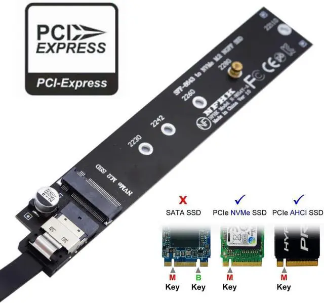 Alt view image 5 of 7 - M.2 NVME NGFF M-Key SSD Male to Female Extension Cable 40cm with SFF-8654 Connector Adapter for Mainboard SSD 2280/22110