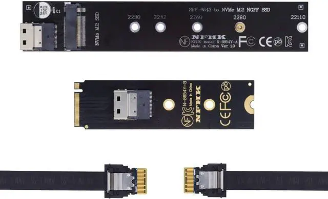 Alt view image 7 of 7 - M.2 NVME NGFF M-Key SSD Male to Female Extension Cable 40cm with SFF-8654 Connector Adapter for Mainboard SSD 2280/22110