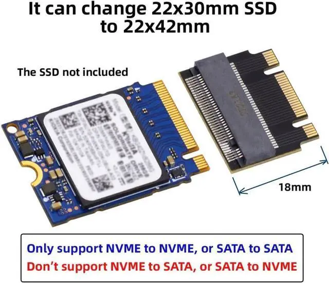 Alt view image 3 of 7 - M.2 2230 to 2242 Extension Adapter,NGFF B+M Key NVME M-Key 2230 to 2242 Extension Adapter Compatible with Legion Go ThinkPad